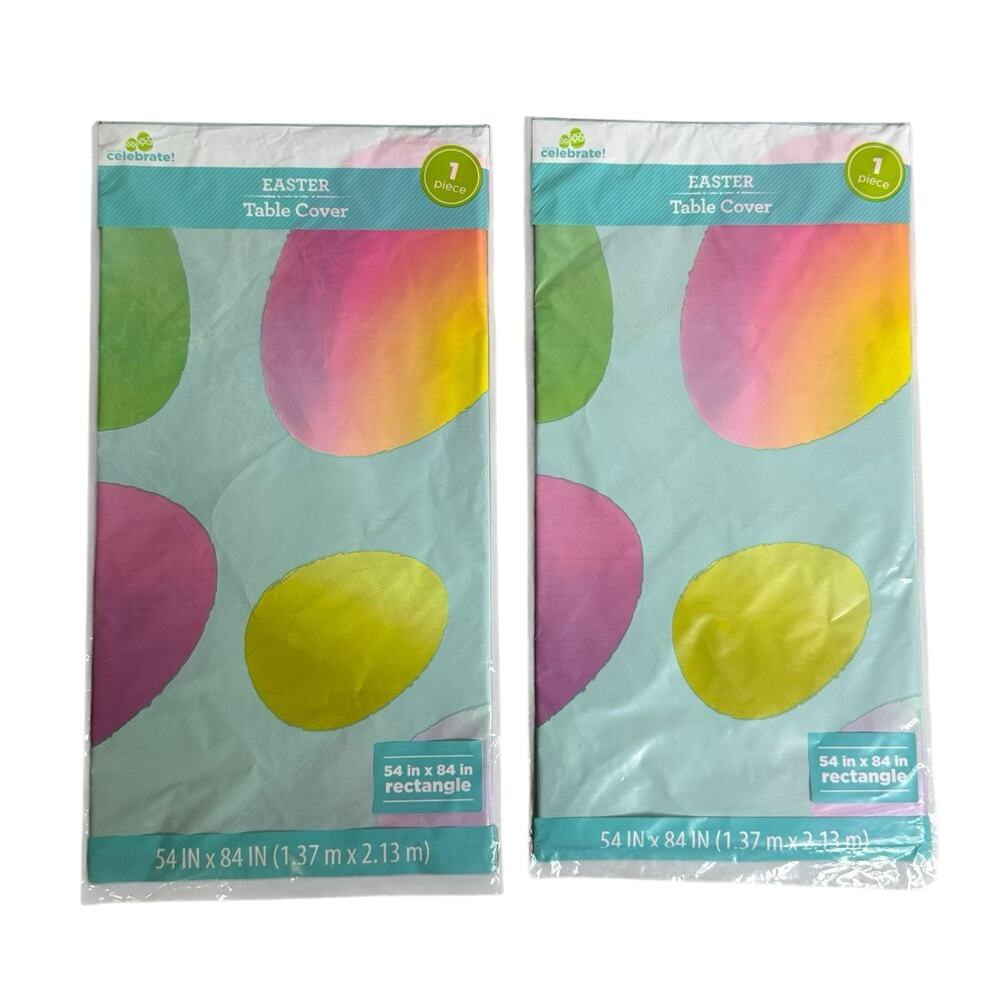 Way to celebrate Easter Plastic Table Cover 54” x 84” Rectangle Colored Eggs 2pk